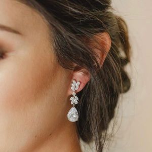 Silver Marquise Drop Earrings